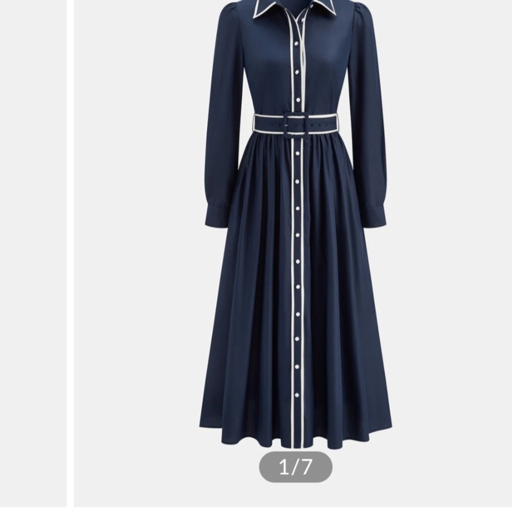 Commense Navy and White Midi Dress
